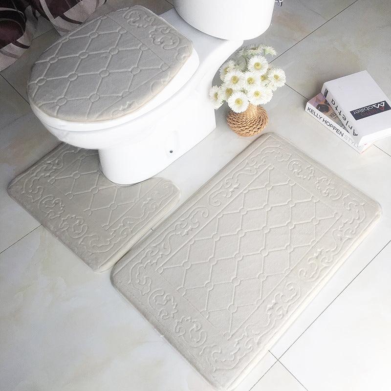 Pebble flannel embossed bathroom three-piece mat - Nioor