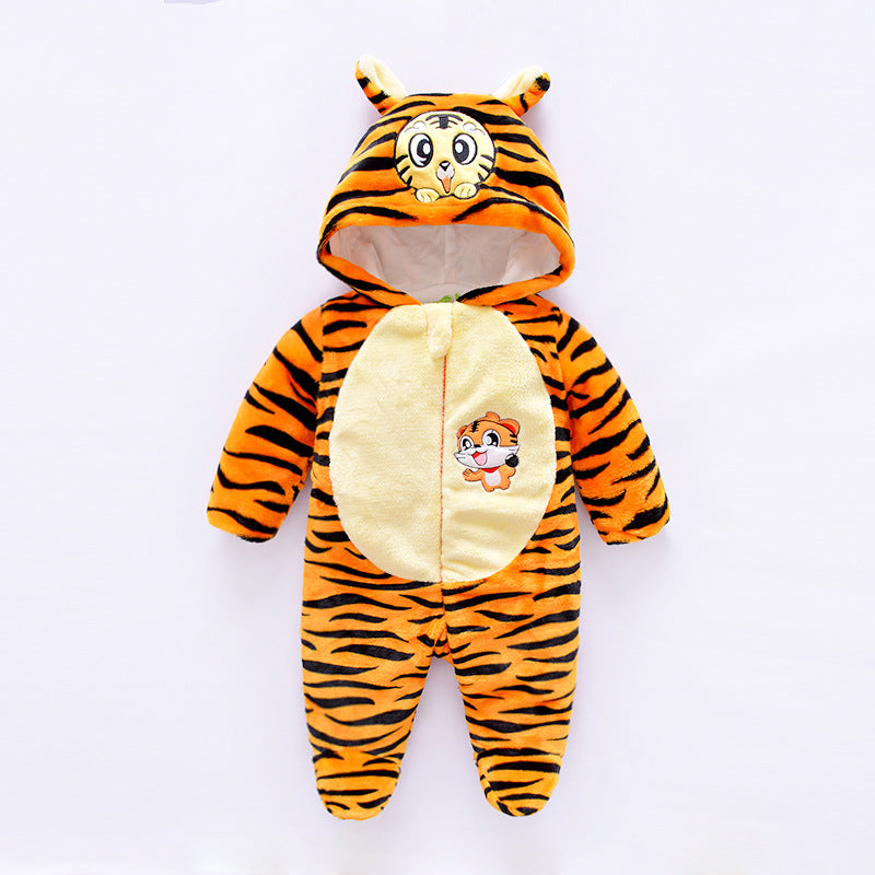 Winter jumpsuit velvet hooded baby clothing