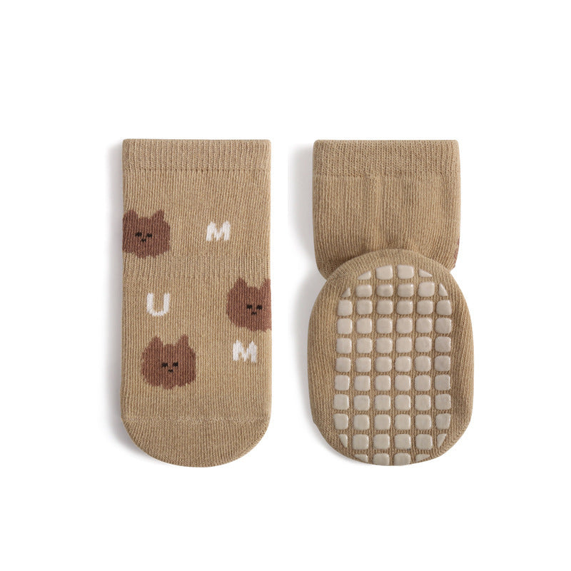 Children's Mid-calf Cute Cartoon Non-slip Dotted Rubber Floor Socks