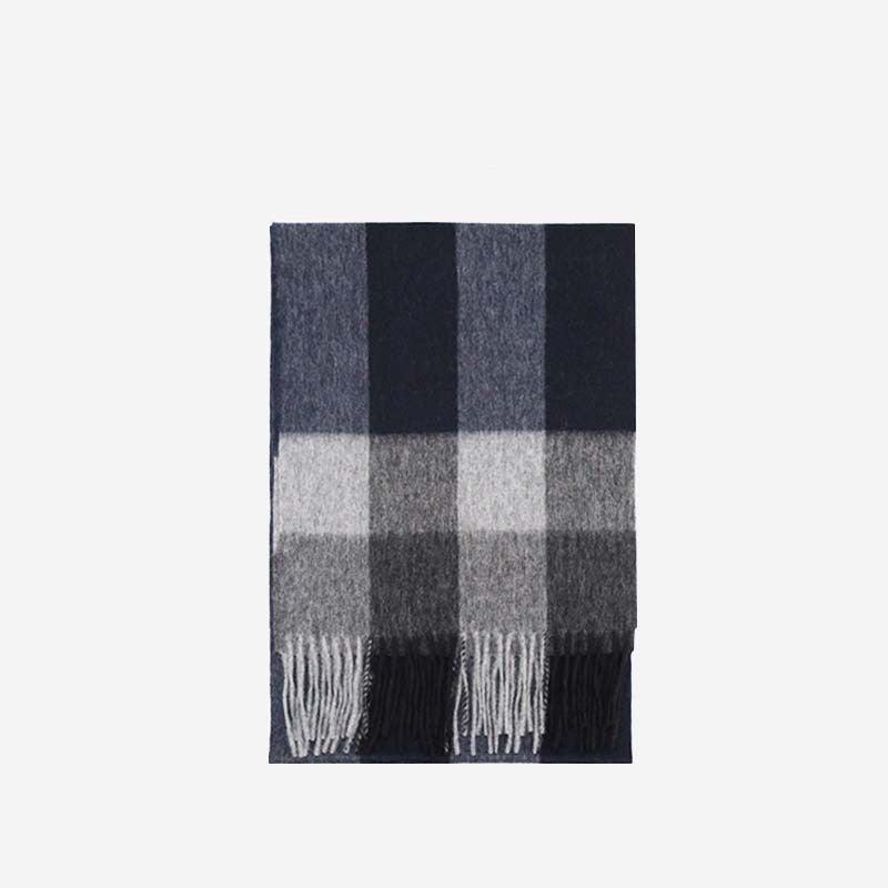 Wool Scarf Winter Popular Women's Men's Thickening Minimalist Plaid - Nioor