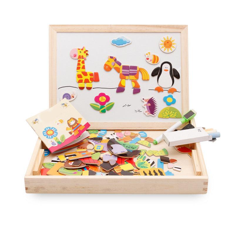 Multifunctional Magnetic Kids Puzzle Drawing Board Educational Toys Learning Wooden Puzzles Toys For Children Gift - Nioor