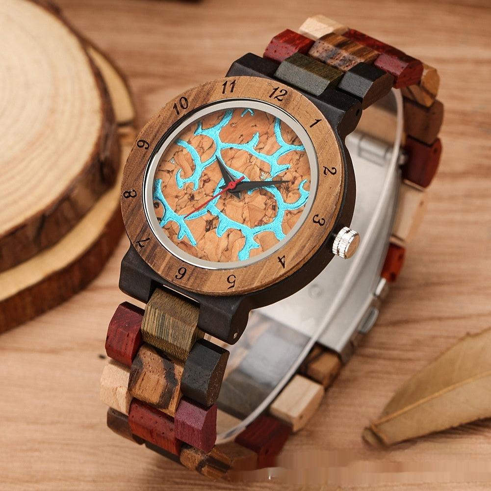 Classic Women's Colorful Elk Quartz Wooden Watch - Nioor