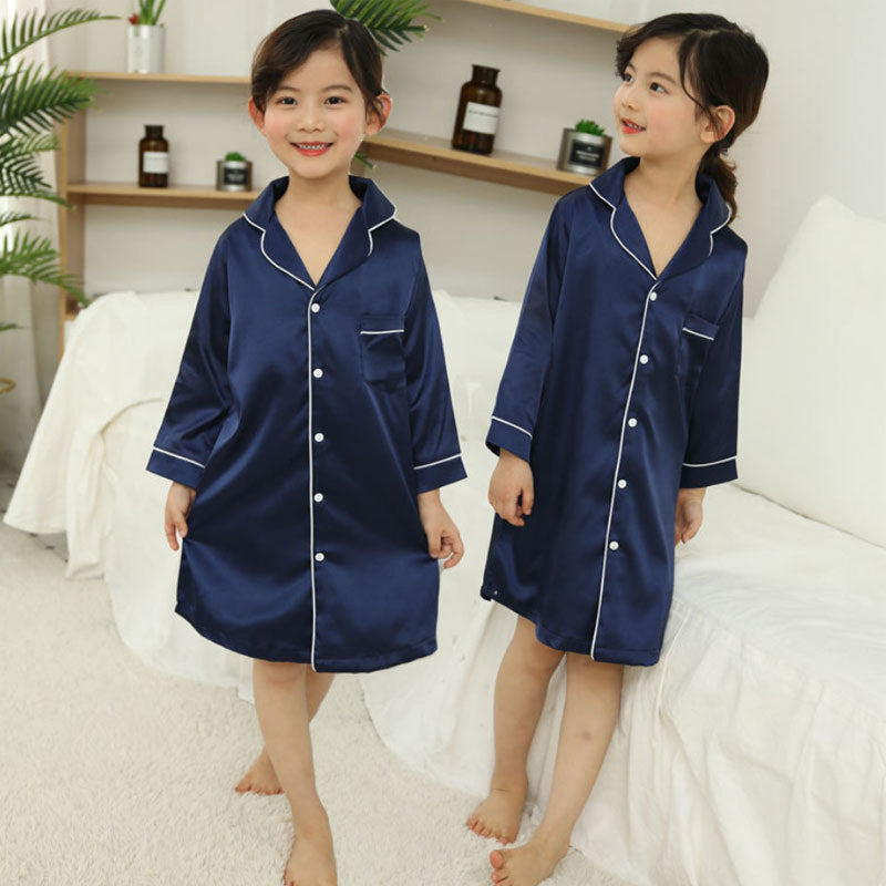 Silk shirt skirt mother girl pajamas