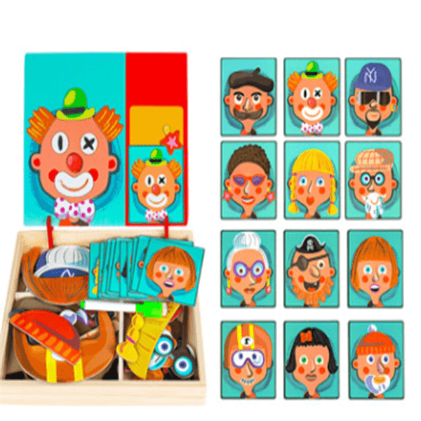 Wooden Magnetic Puzzle Toys Children 3D Puzzle Box Figure Animals Circus Writing Drawing Board Learning Education Toys For Kids - Nioor