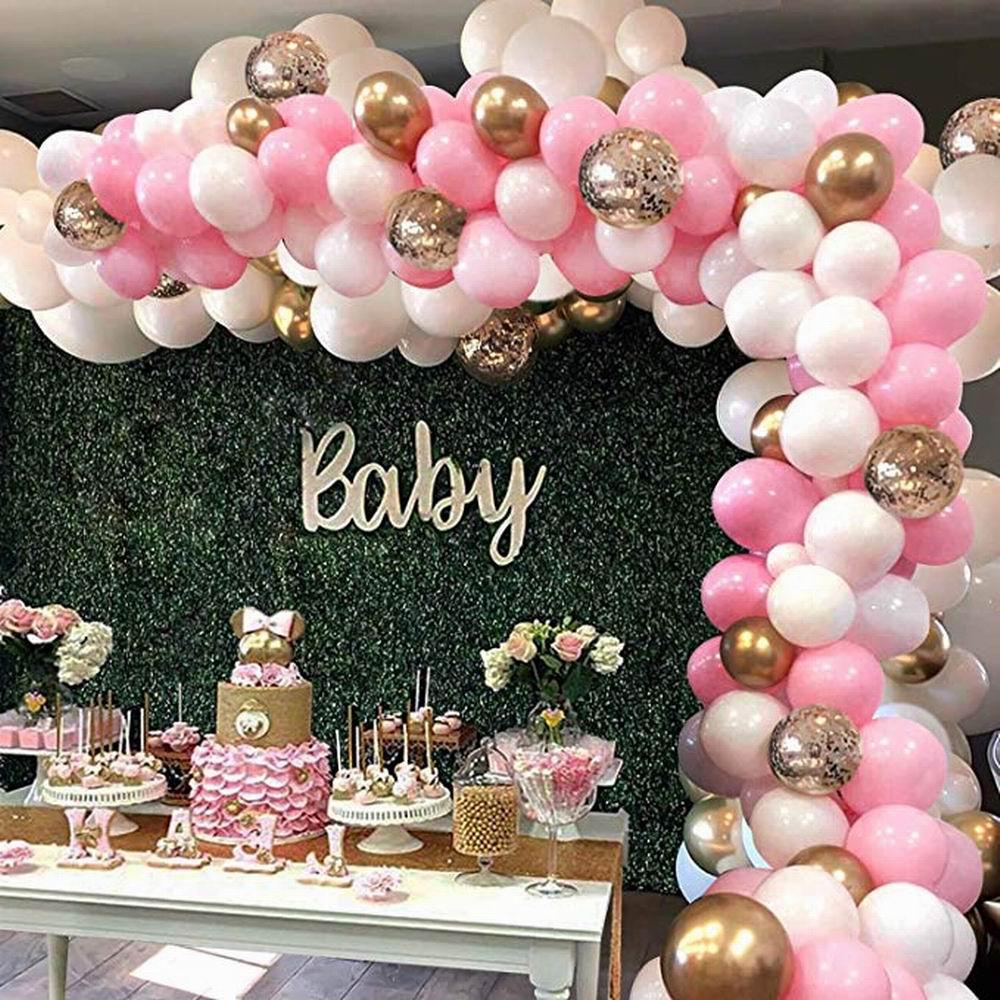 127pcs Pink Balloon Arch Garland Kit White Pink Gold Confetti Latex Balloons Baby Shower Wedding Birthday Party Decorations - Nioor