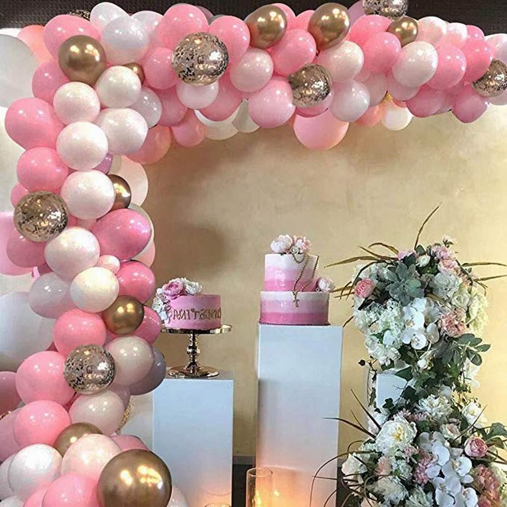 127pcs Pink Balloon Arch Garland Kit White Pink Gold Confetti Latex Balloons Baby Shower Wedding Birthday Party Decorations - Nioor