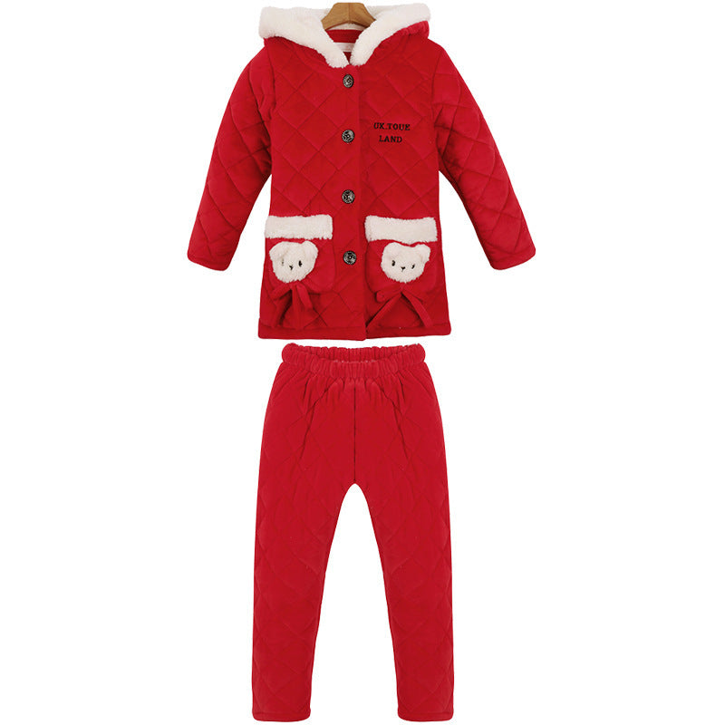 Children coral fleece pajamas women