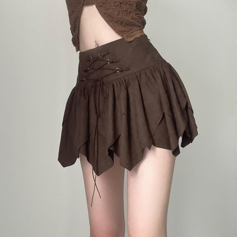 Women's Irregular Lace-up Waist Skirt - Nioor