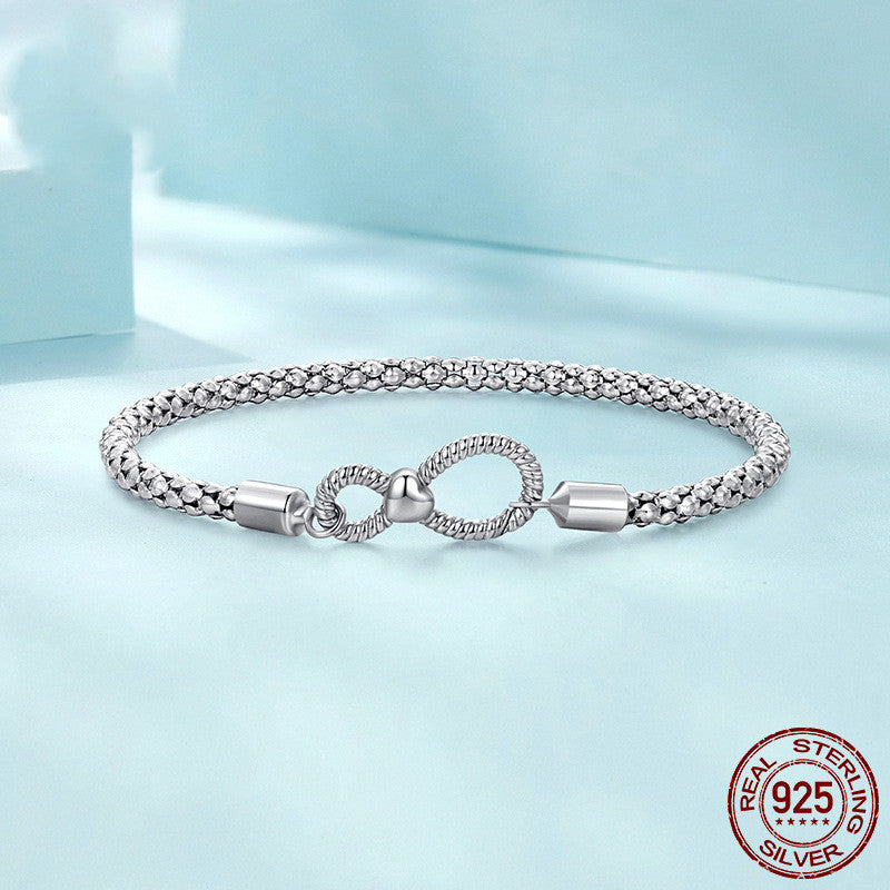 S925 Sterling Silver Minimalist Infinite Loop Jewelry Women's Bracelet