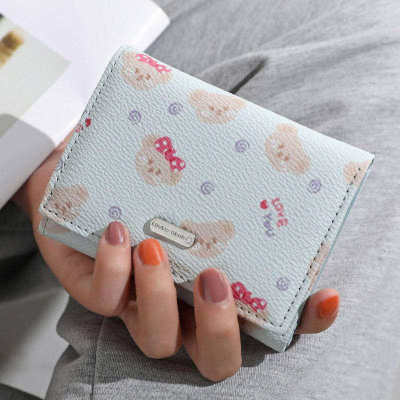 Women's Fashion Pointed Small Bear Print Student Wallet