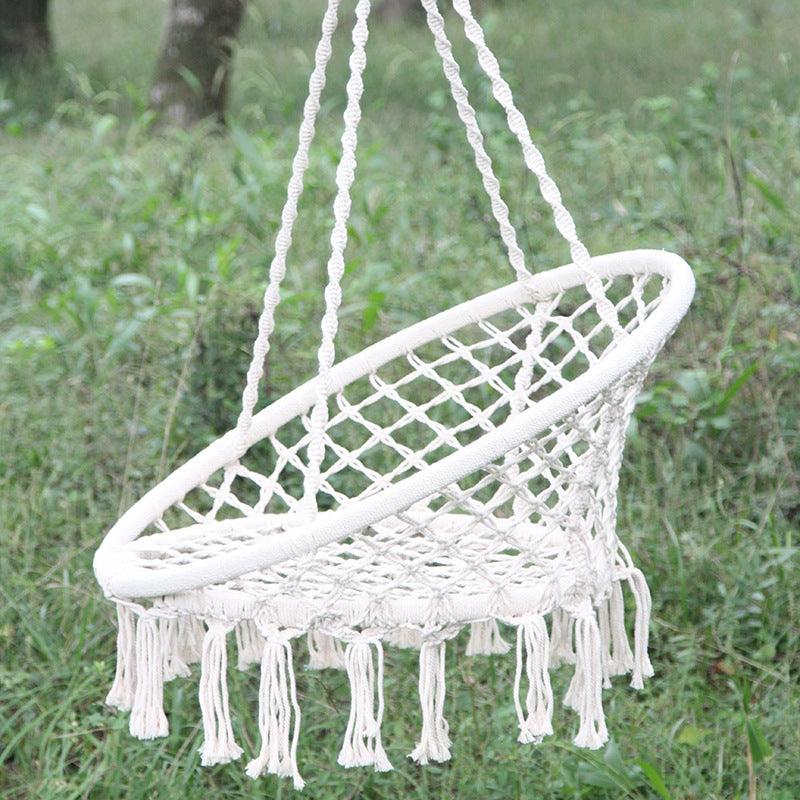 Nordic Style Round Hammock Outdoor Indoor Dormitory Bedroom Hanging Chair For Child Adult Swinging Single Safety Hammock - Nioor