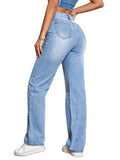 Casual High Waist Loose Denim Trousers - Nioor