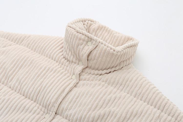 Warm Corduroy Puffer Jacket Coat Short Loose Cotton Coat - Nioor