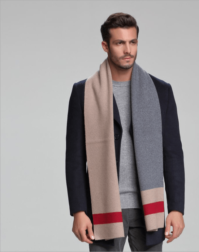 autumn and winter new men's scarf cashmere tide men's business casual thick warm scarf long double-sided - Nioor