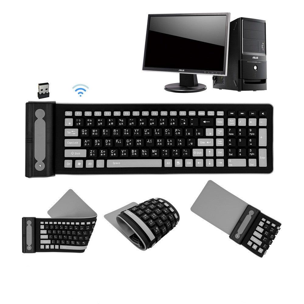 24g Wireless Silicone Keyboard Soft Fold Noiseless Waterproof Keyboard - Nioor