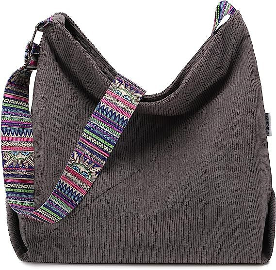 Women's Large Crossbody Fashion Corduroy Retro Hobo Fashion Shoulder Bag