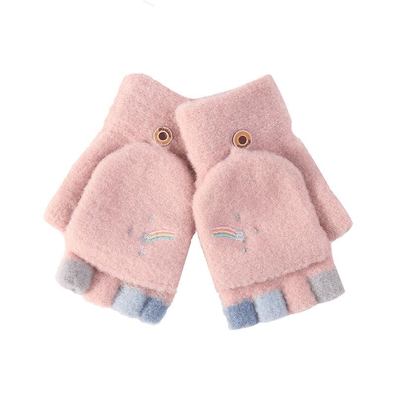 Knitted Plus Fluff Flip Gloves - Nioor