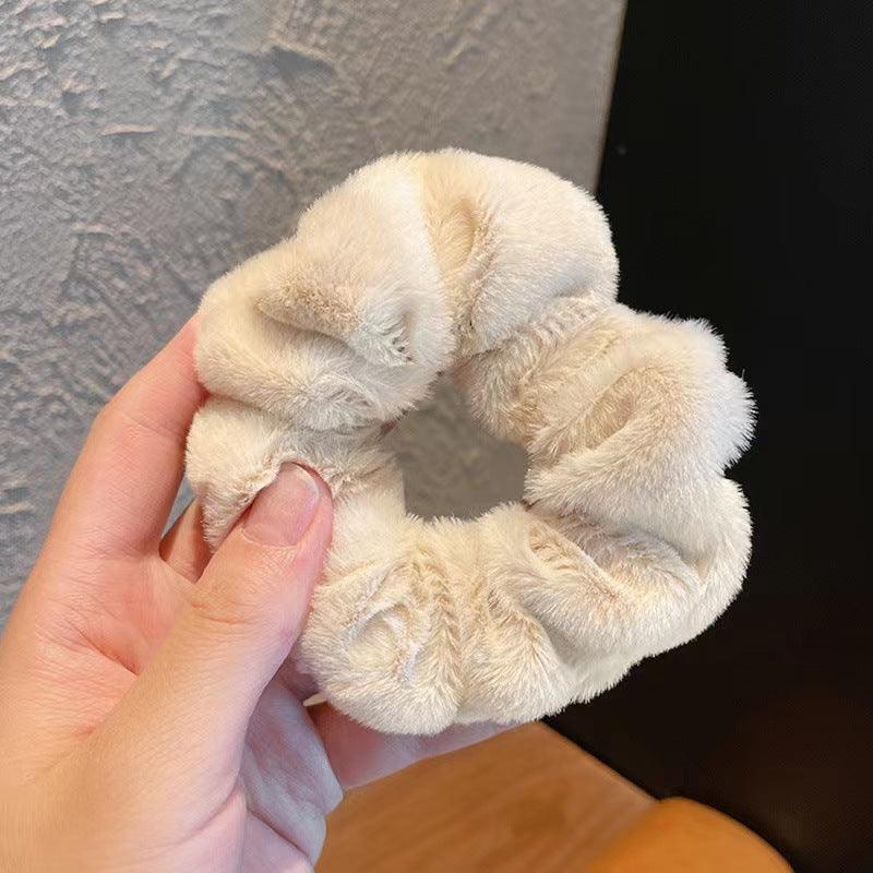 Plush Large Intestine Hair Ring Macaron Hair Band Cute Fluffy Hair Rope - Nioor