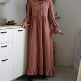 Solid Color Stitching Big Muslim Dress