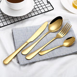 High Grade Tableware Set Black Gold Plated Stainless Steel Knife And Fork - Nioor