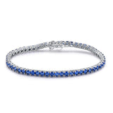 925 Sterling Silver Nano Sapphire Tennis Chain 30 Bracelet - Nioor