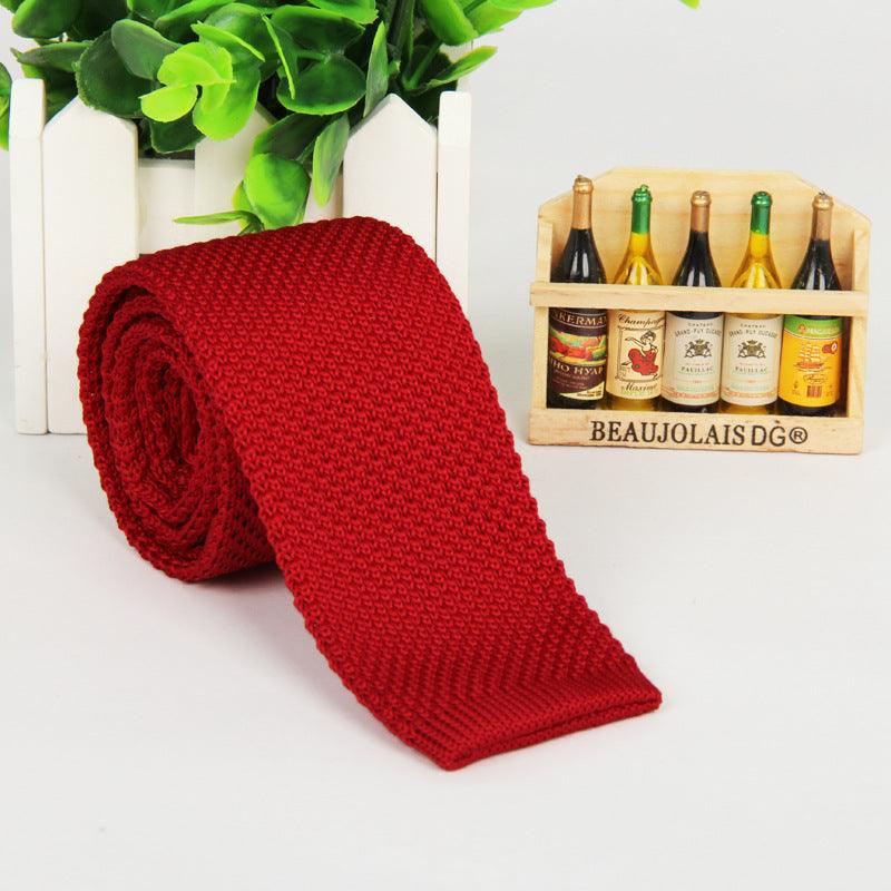 Solid-color knitted tie for men - Nioor