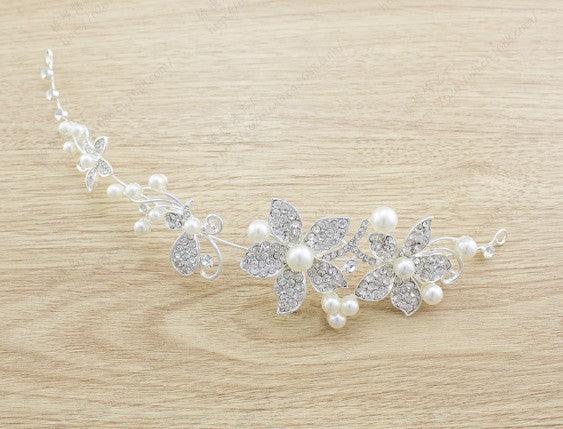 Butterfly Bridal Jewelry Set Chain Pearl Jewelry Three Piece Bridal Soft Chain Headdress Bridal Jewelry Set - Nioor