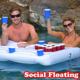 Water Party Air Mattress Ice Bucket Cooler Cup Holder Inflatable Beer Pong Table Pool Float - Nioor