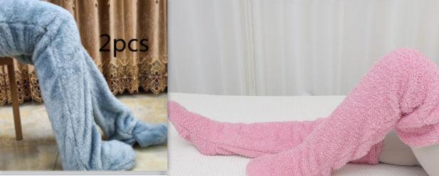 Over Knee High Fuzzy Long Socks Winter Warm Cold Leg Knee Joint Cold-proof Stockings Home Floor Sleeping Socks - Nioor