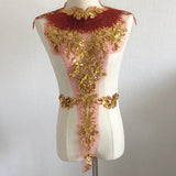 Gold Sequin Flower Gauze Embroidery Cloth Stick Dance Clothes Decorative Accessories