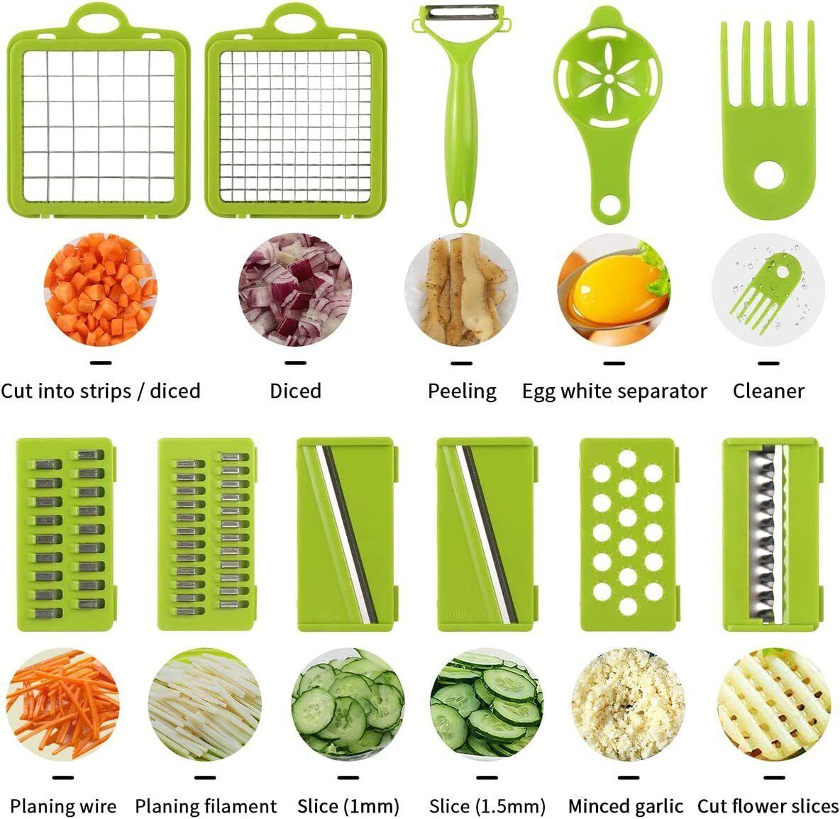 15 In 1 Food Vegetable Slicer Salad Fruit Peeler Cutter Dicer Chopper Kitchen - Nioor