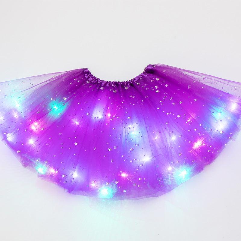 Magical & Luminous LED Princess Halloween Tutu Skirt Sequins Shiny Skirt - Nioor