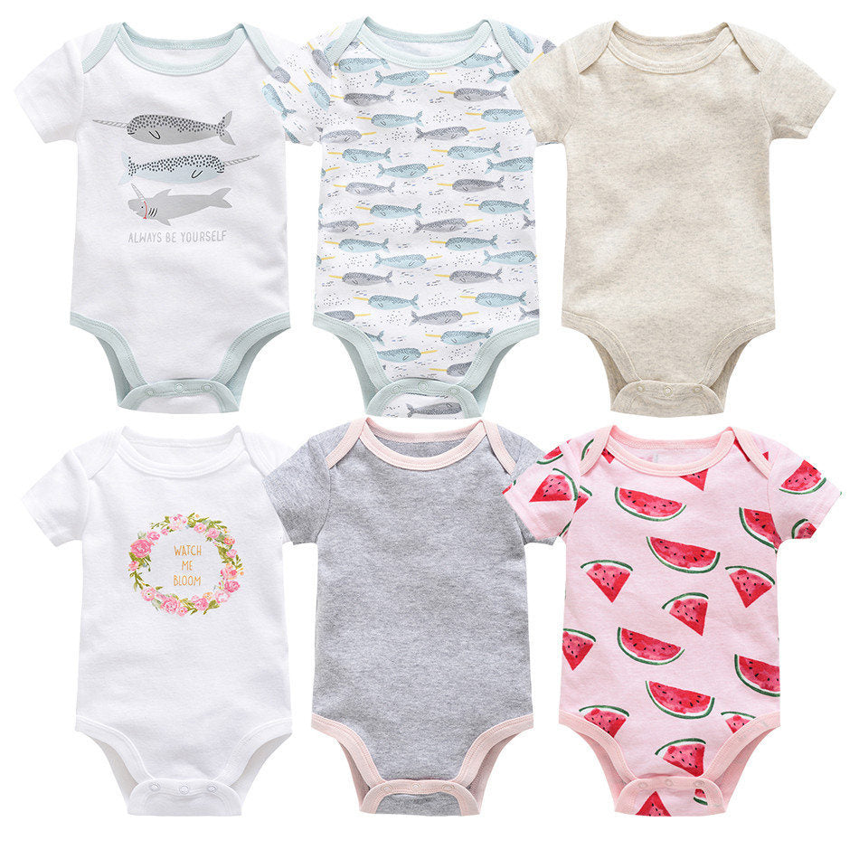 6-piece baby jumpsuit new short-sleeved baby clothes