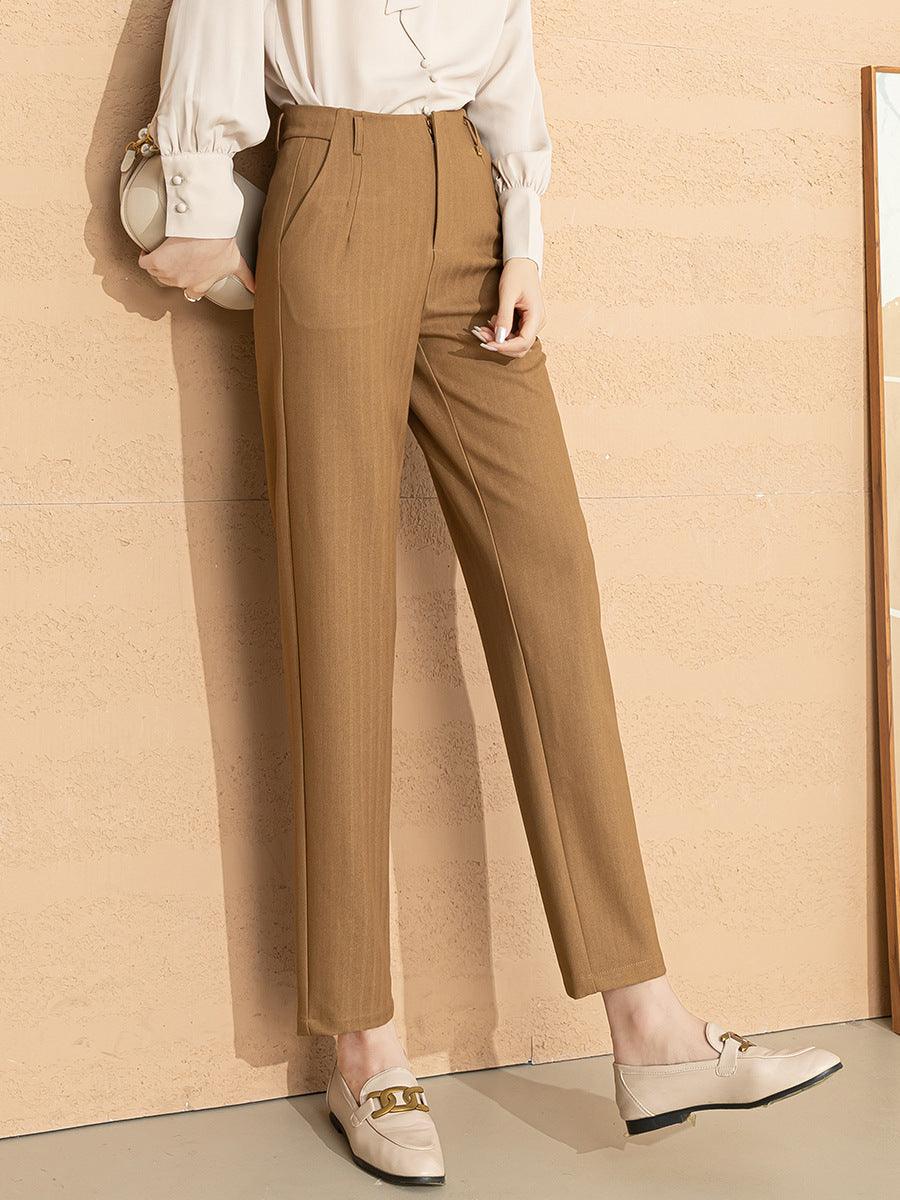 Women's High Waist Straight Leg Skinny Draped Western Pants - Nioor