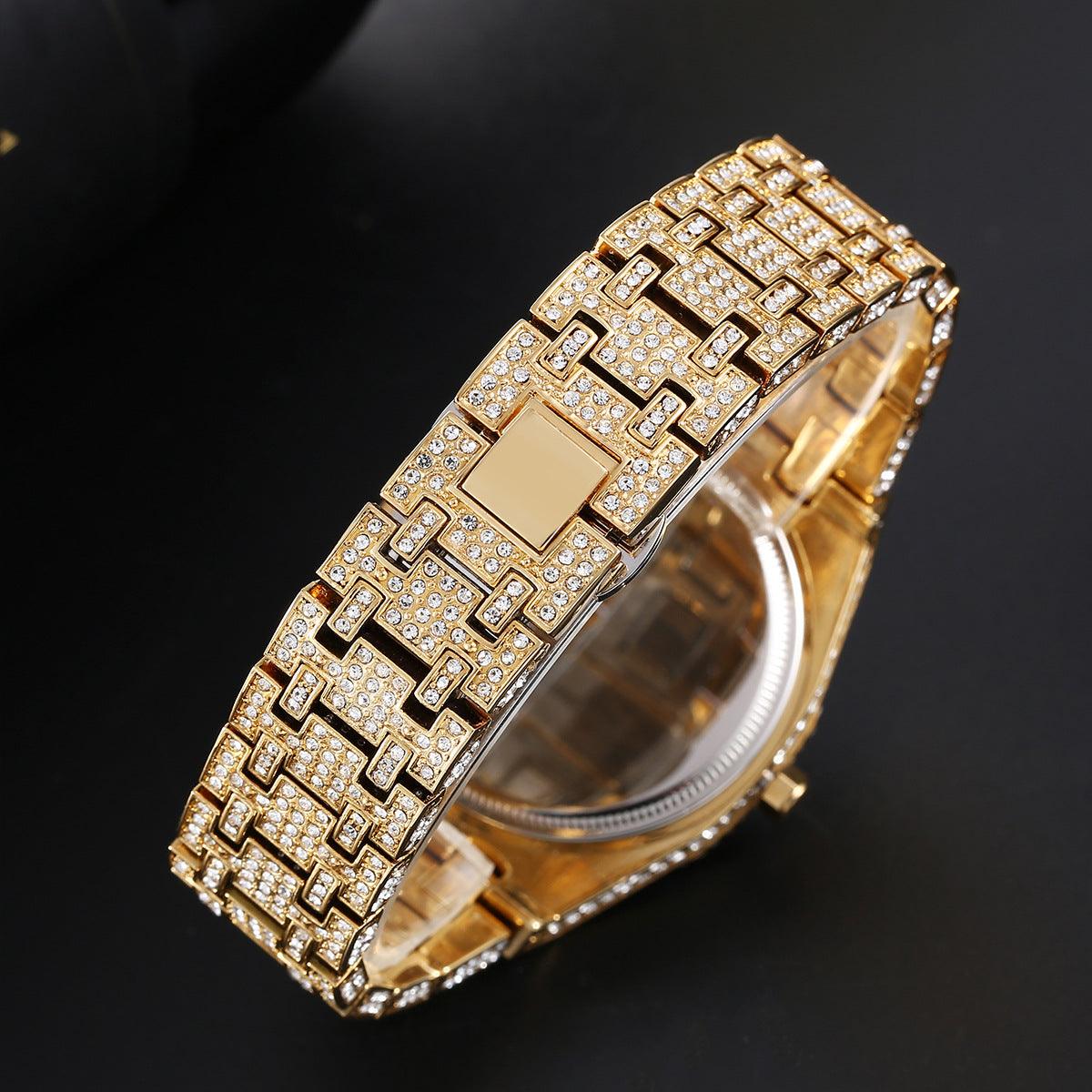 Fashion Rap Ice Hip Hop Full Diamond Large Dial Quartz Men's Watch - Nioor