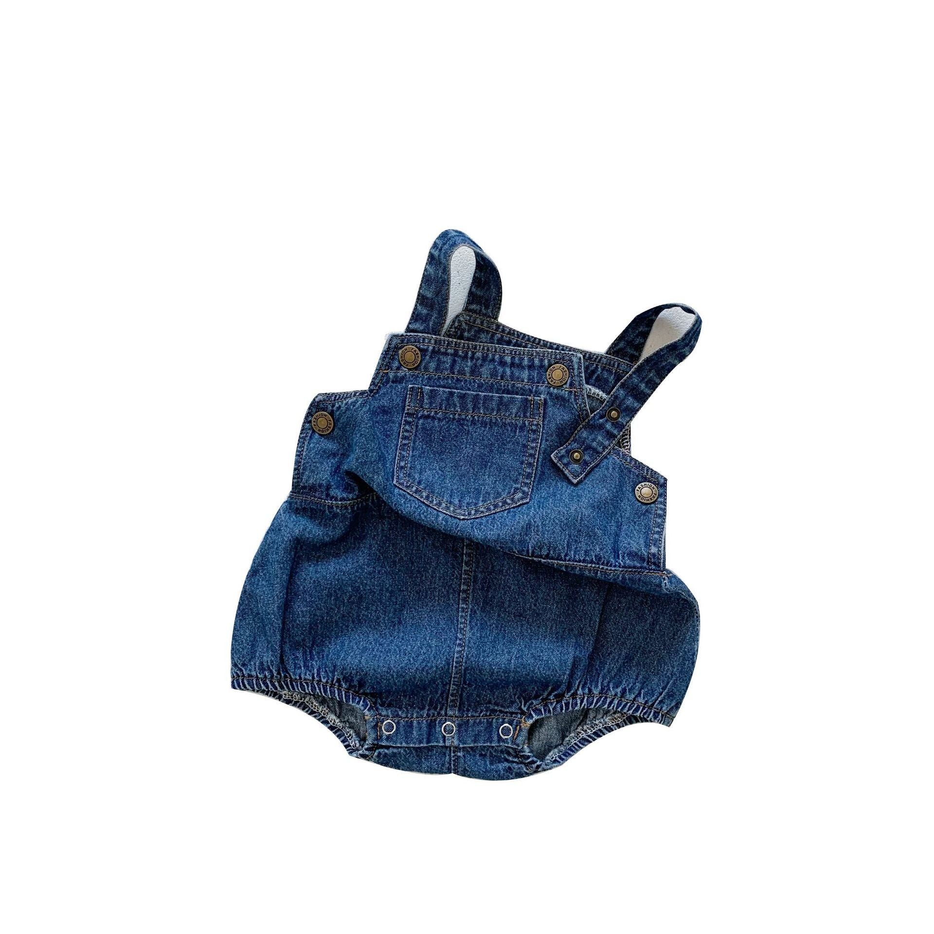 Baby Cotton Material Denim Triangle Jumpsuit