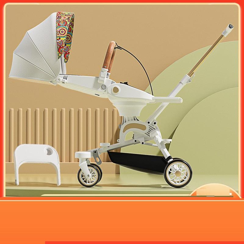 Can Sit And Lie Flat Two-way Folding Lightweight Shock-absorbing High-view Stroller - Nioor