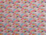 Plain Weave Cotton Cute Cartoon Car And House Idyllic Fabric