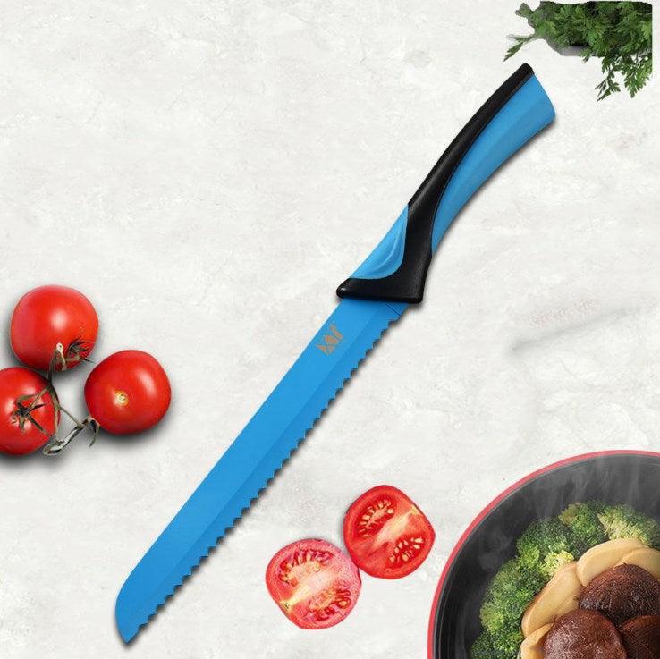 Color spray paint stainless steel 6 piece set chef cut meat universal bread peel knife - Nioor