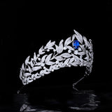 Sapphire Crown Copper Micro Inlay AAA Zircon Crown Wedding Headdress - Nioor