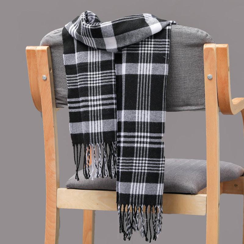 British Plaid Imitation Cashmere Tassels Couple Parent-child Men's Scarf - Nioor