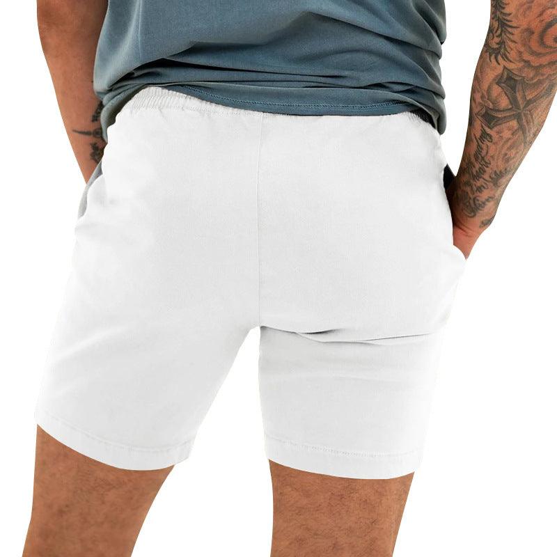 Men's Solid Color Four-point Casual Drawstring Breathable Cotton And Linen Sports Shorts - Nioor