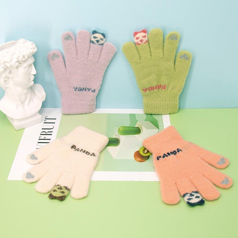 Plush Knitted Gloves With Fingertips For Women - Nioor