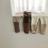 Baby Fashion Stitching Wild Fake Two-Piece Warm Velvet Pants