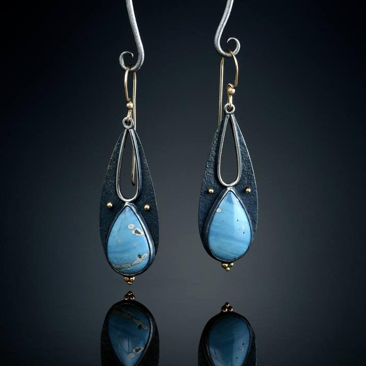 Vintage Tear Drop Blue Resin Earrings for Women Boho Ethnic Tribal Handmade Metal Dangle Long Pendant Earring Brincos - Nioor