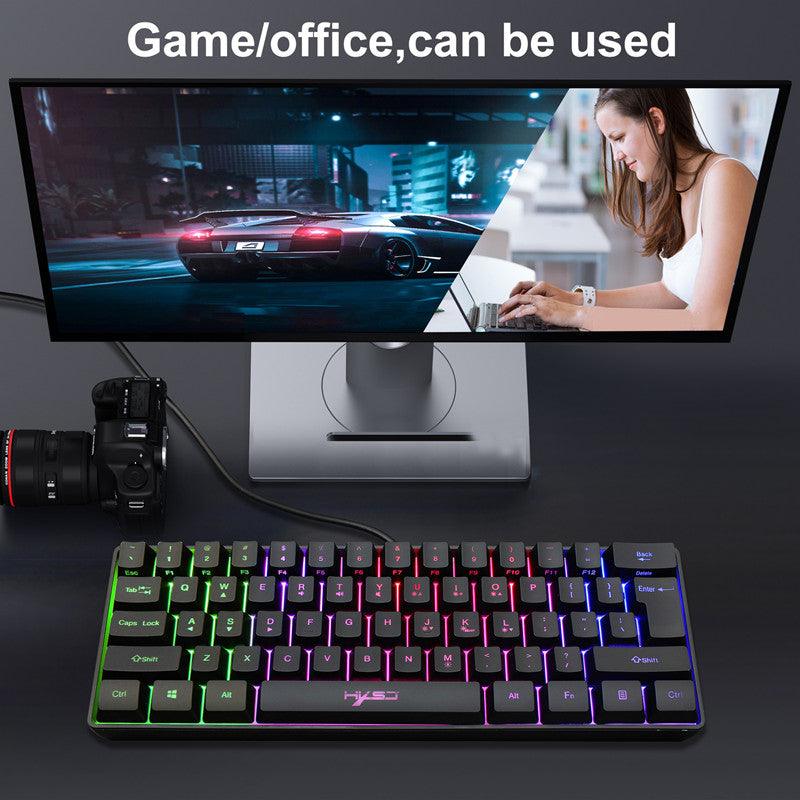 61-key Gaming Membrane Keyboard RGB Light Mini Keyboard - Nioor