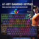 61-key Gaming Membrane Keyboard RGB Light Mini Keyboard - Nioor