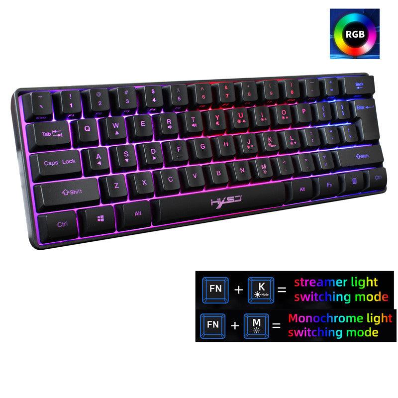 61-key Gaming Membrane Keyboard RGB Light Mini Keyboard - Nioor