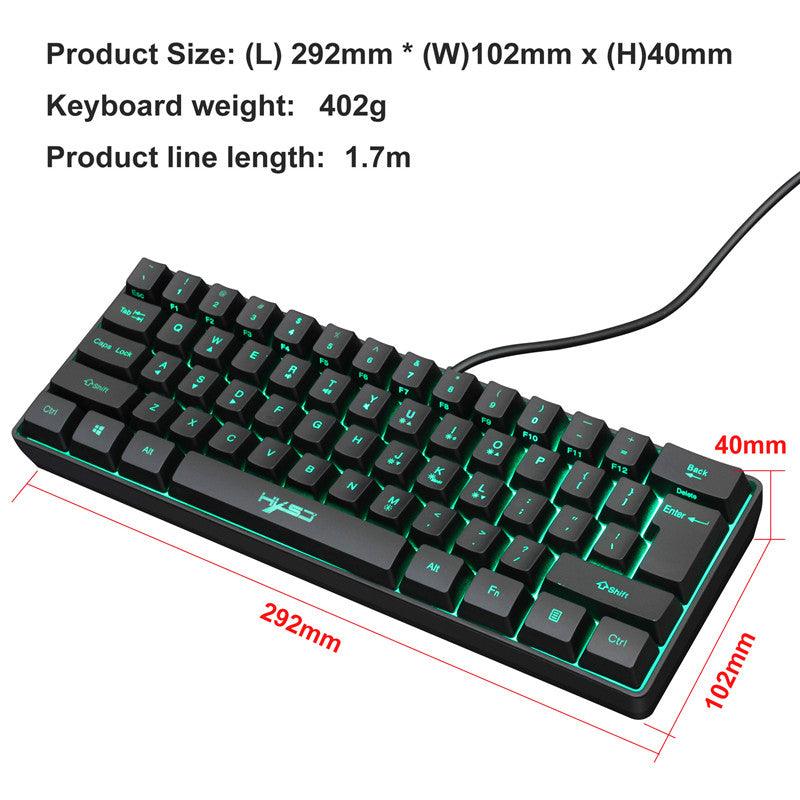 61-key Gaming Membrane Keyboard RGB Light Mini Keyboard - Nioor