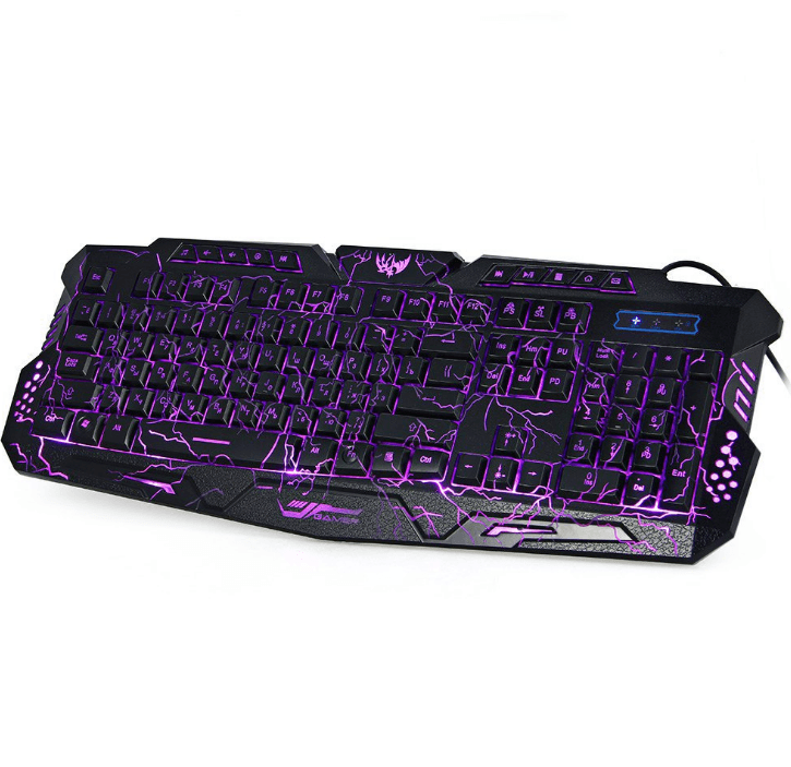 J10 tricolor backlight wired gaming keyboard set colorful luminous gaming mouse keyboard Russian keyboard - Nioor